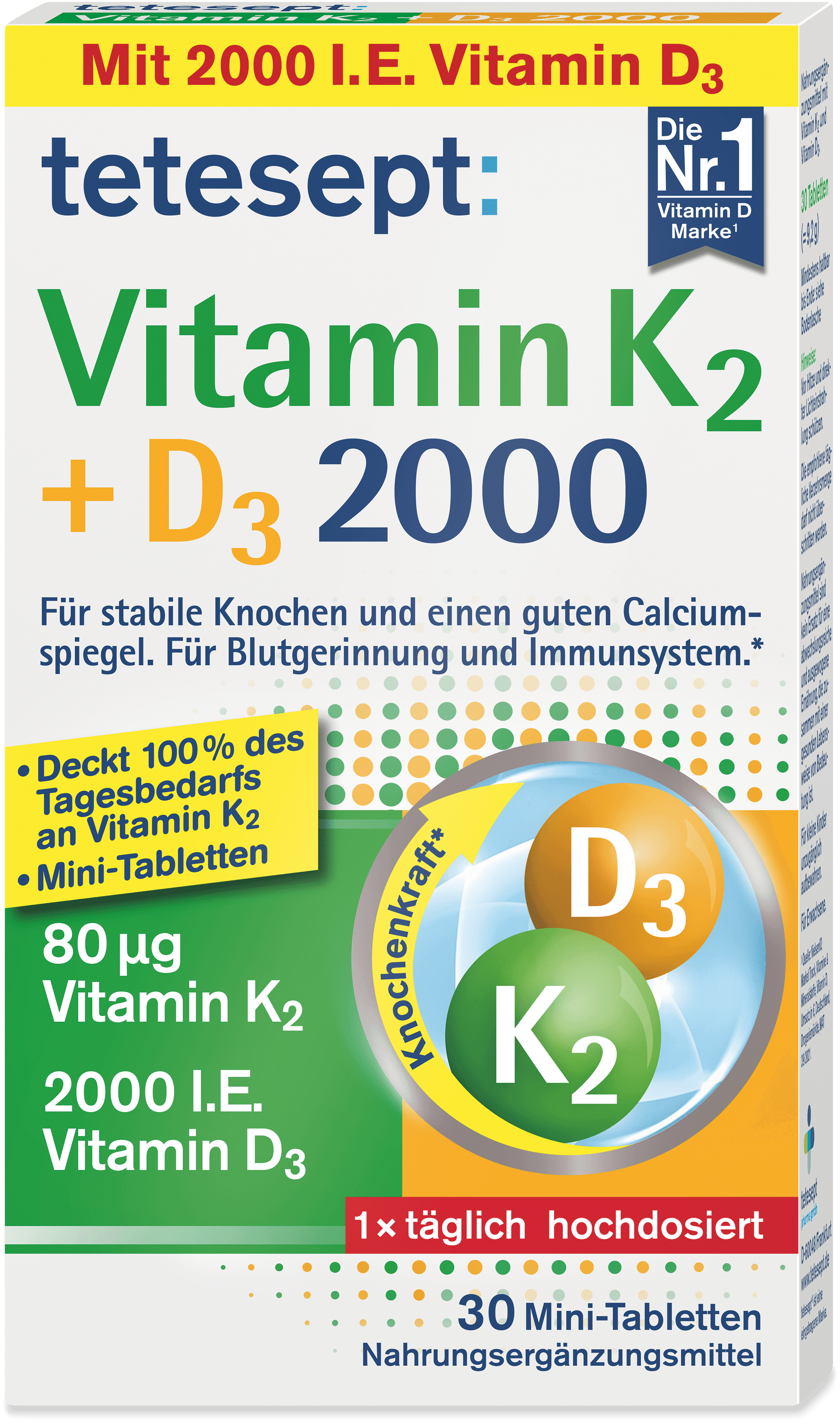 Ergänzung Formel Neu + K2 CYB Vitamin D3 2000 I.E Calcium 90 Tabletten 